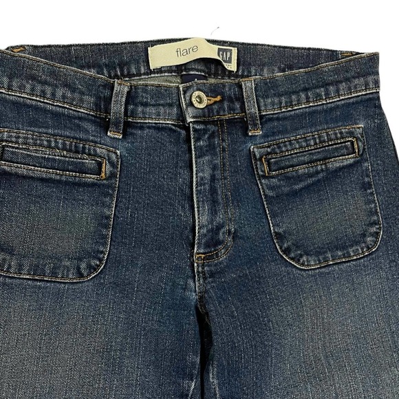 Vintage Y2K GAP Flare Leg Jeans Mid/Low Rise 2% Spandex Medium Blue | Size 4 - Picture 8 of 10